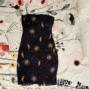 Sun and Moon Patterned Mini Dress